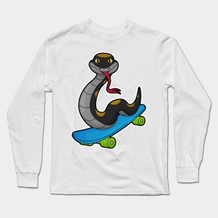 Snake as Skater with Skateboard Long Sleeve T-Shirt